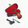 handmade violin (brown) with bow, case and stand approx. 8 cm