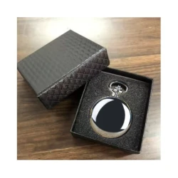 Quartz Pocket Watch Silver Colored with Chain and Clip in luxe box