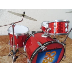 Kit de batterie EXCLUSIF Slingerland RED Glitter Noramaal 50 joar - Modèle très détaillé -Modèle LUXE -