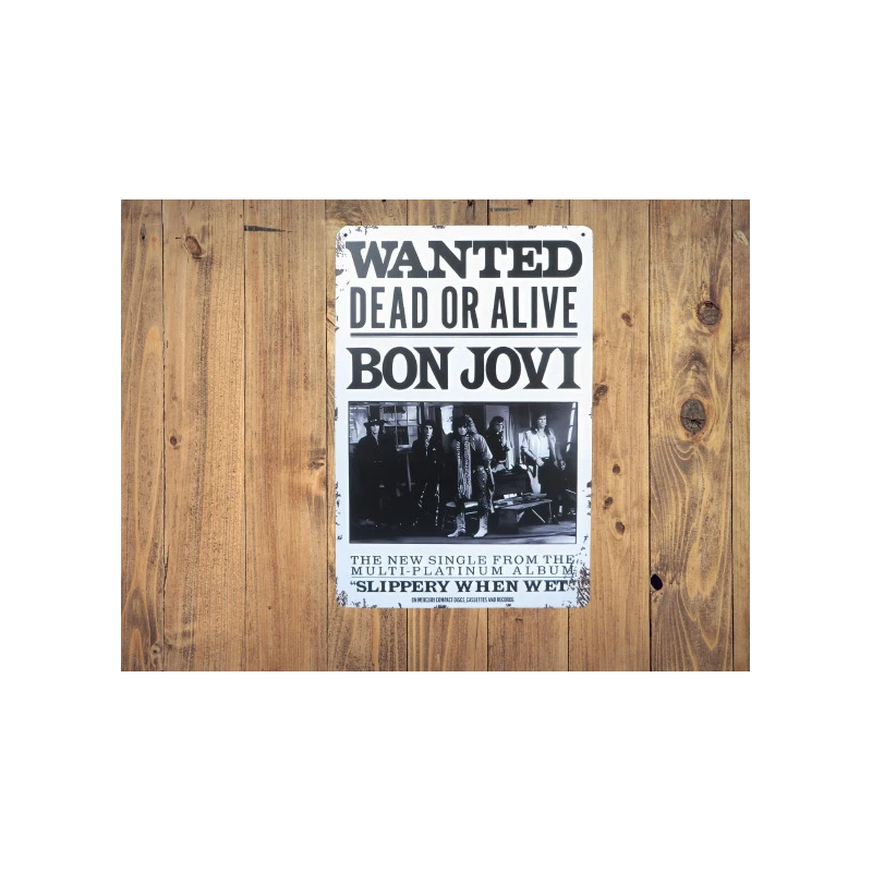 Wandschild Bon Jovi „Dead or Alive“ – Vintage Retro – Mancave – Wanddekoration – Werbeschild – Metallschild