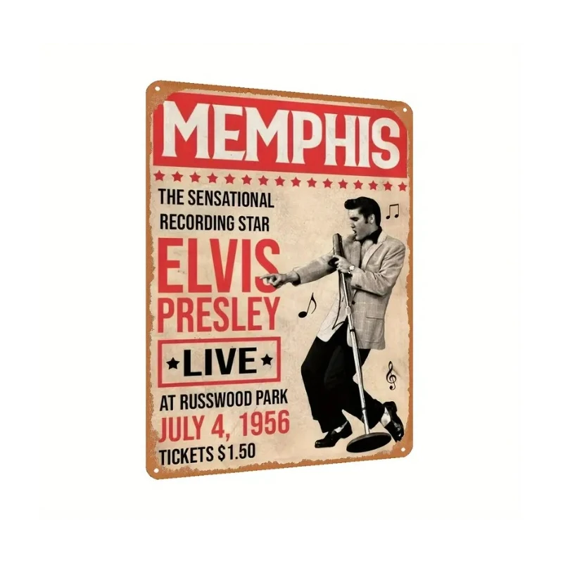 Wandschild  ELVIS PRESLEY "Memphis 1956"- Vintage Retro - Mancave - Wanddekoration - Werbeschild - Metallschild