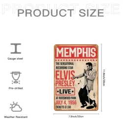 Wandbord  ELVIS PRESLEY "Memphis 1956"- Vintage Retro - Mancave - Wand Decoratie - Reclame Bord - Metalen bord