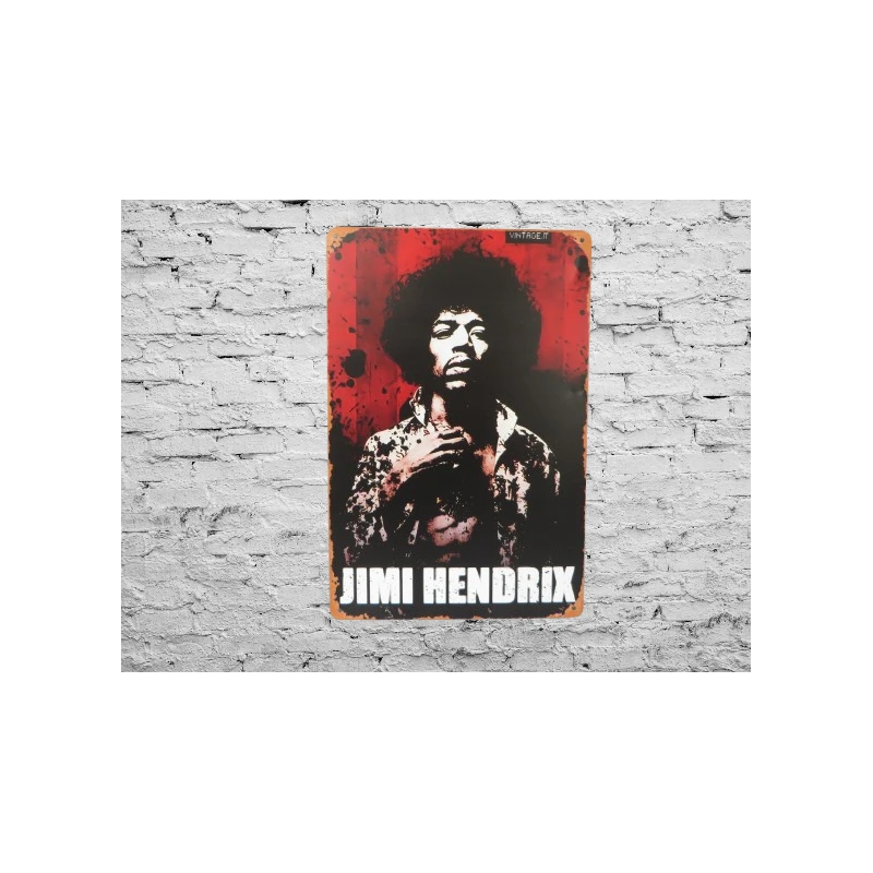 Metalen Wandbord Jimi Hendrix Vintage