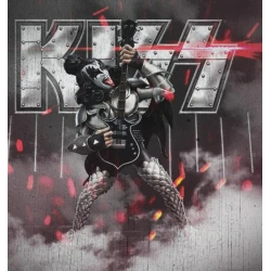 Rock-Actionfiguren KISS (Gene, Paul, Ace und Peter) + Instrumente