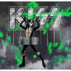 Rock-Actionfiguren KISS (Gene, Paul, Ace und Peter) + Instrumente
