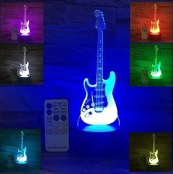 Miniatuur ROCK LED gitaar Fender Stratocaster 3D lamp (7 kleuren) met afstandsbediening