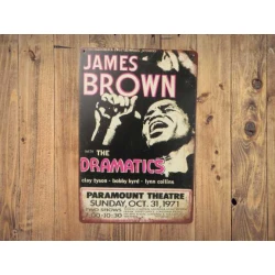 Metalen wand bord James Brown 'Paramount Theatre 1971"