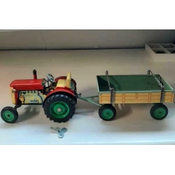 Vintage Car klassieke Tractor met kar/trailer met frictiemotor "jaren '60 (KDN) UNIEK exemplaar