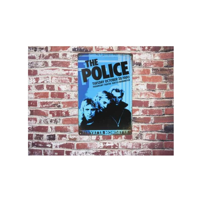 Wandbord  THE POLICE - Washington 28-10-1980 - Vintage Retro - Mancave - Wand Decoratie - Reclame Bord - Metalen bord