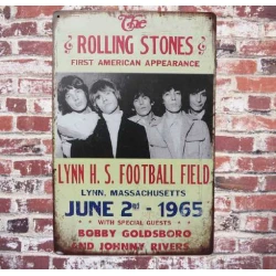 Wandbord  ROLLING STONES  "Lynn Massachusetts 1965" Retro - Mancave - Wand Decoratie - Reclame Bord - Metalen bord