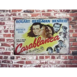 Wandbord CASABLANCA 'movie board' - Vintage Retro - Mancave - Wand Decoratie - Reclame Bord - Metalen bord