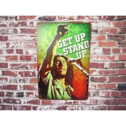 Wandbord  BOB MARLEY  'Stand Up' - Vintage Retro - Mancave - Wand Decoratie - Reclame Bord - Metalen bord