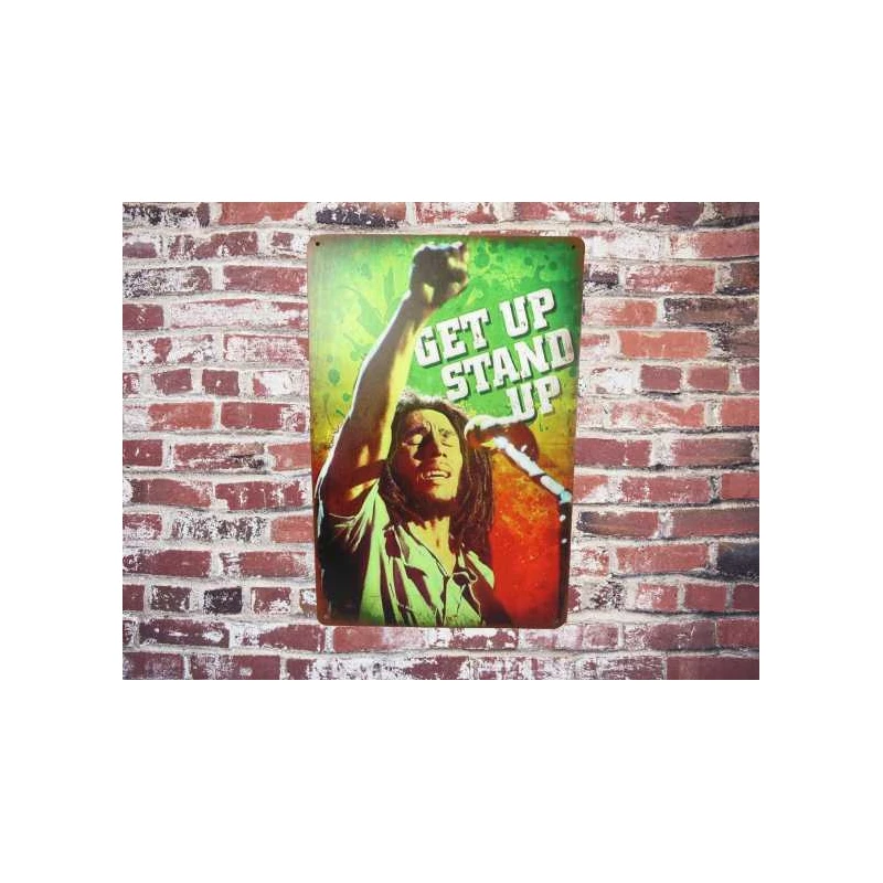 Wandbord  BOB MARLEY  'Stand Up' - Vintage Retro - Mancave - Wand Decoratie - Reclame Bord - Metalen bord
