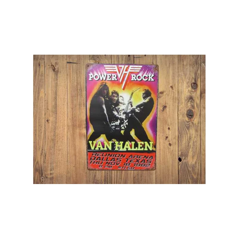 Wandbord  VAN HALEN  'Texas 1982' Vintage Retro - Mancave - Wand Decoratie - Reclame Bord - Metalen bord