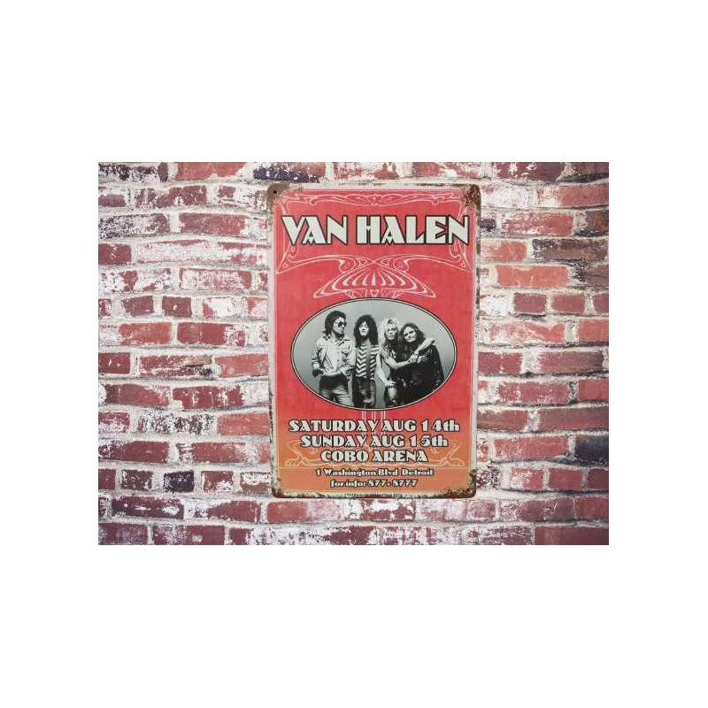 Wandbord VAN HALEN  'Cobo Arena 1992' Vintage Retro - Mancave - Wand Decoratie - Reclame Bord - Metalen bord