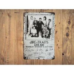 Wandbord DIRE STRAITS  'Live Aid 1985' - Vintage Retro - Mancave - Wand Decoratie - Reclame Bord - Metalen bord