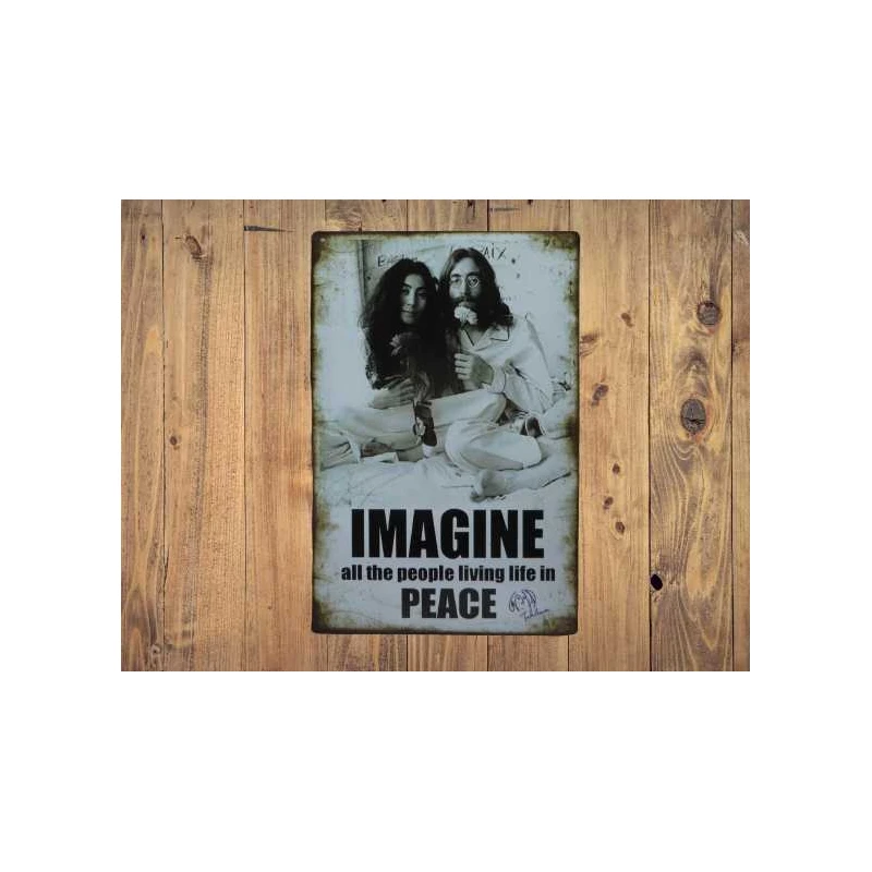 Wandbord  JOHN LENNON 'IMAGINE' - Vintage Retro - Mancave - Wand Decoratie - Reclame Bord - Metalen bord