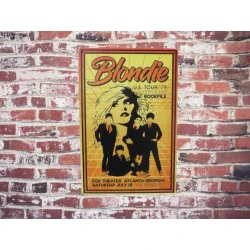 Wandbord BLONDIE  'US tour 1979' - Vintage Retro - Mancave - Wand Decoratie - Reclame Bord - Metalen bord