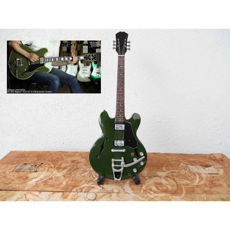 Gitaar Gibson Memphis ES Style Limited Edition ES 355 Bigsby Olive Drab VOS