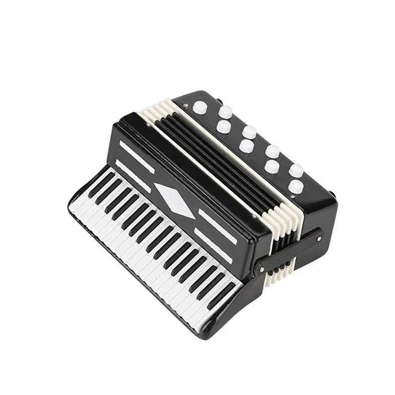 Miniatuur handgemaakte Accordeon Classic met 9 bass knoppen in zwart doosje