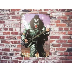 Wandbord  KISS  "Gene Simmons the demon"  - Vintage Retro - Mancave - Wand Decoratie - Reclame Bord - Metalen bord