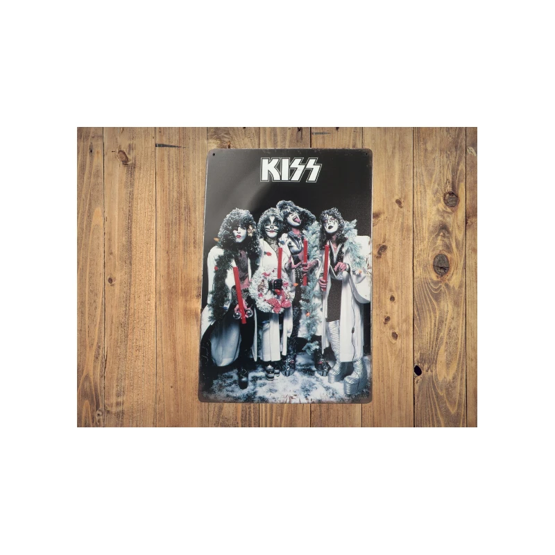 Wandschild KISS – „Weihnachten 1976“ – Vintage Retro – Mancave – Wanddekoration – Werbeschild – Metallschild