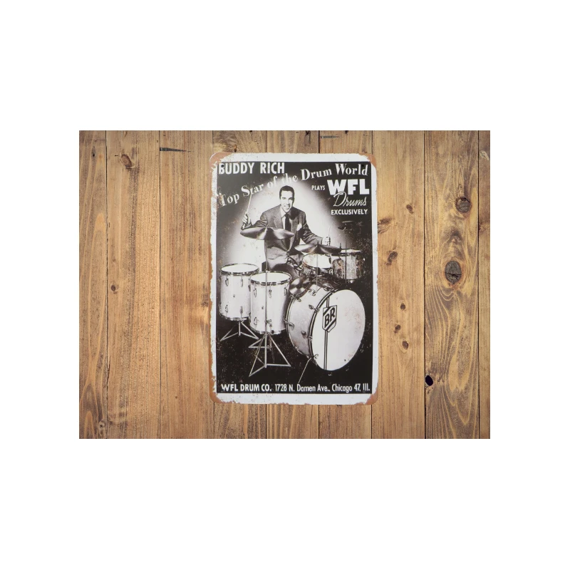 Wall sign BUDDY RICH "WFL drums 1958" - Vintage Retro - Mancave - Wall Decoration - Metal sign