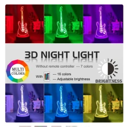 Miniatuur ROCK LED gitaar Fender Stratocaster 3D lamp (16 kleuren) met afstandsbediening/remote control