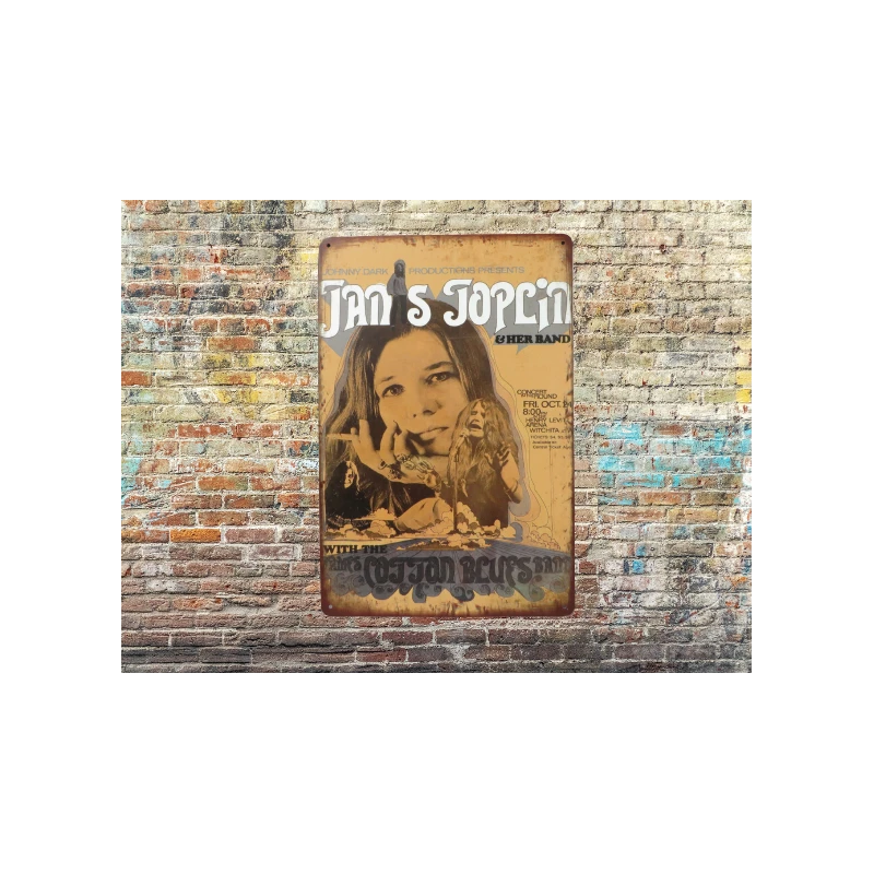 Wandschild JANIS JOPLIN 'Concert oct. 24 -1969' - Vintage Retro - Mancave - Wanddekoration - Werbeschild - Metallschild