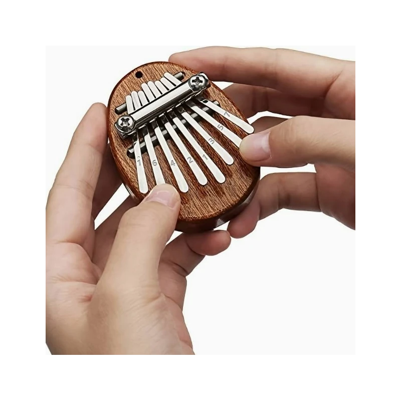 8 Key Mini Kalimba (Hoge Kwaliteit) op masief houten plateau