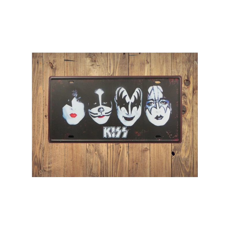 WANDBORD KISS 'I WAS MADE FOR LOVIN' YOU'- 1978 VINTAGE RETRO - MANCAVE - WAND DECORATIE - RECLAME BORD - METALEN BORD