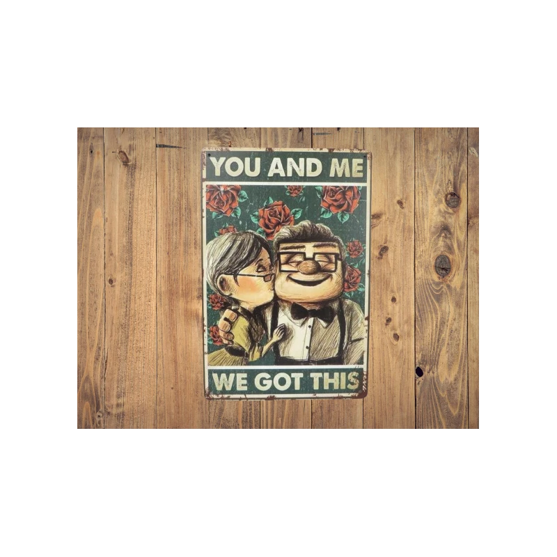 Enseigne murale UP 'You and me - we got this' - Vintage Retro - Mancave - Décoration murale - Enseigne publicitaire