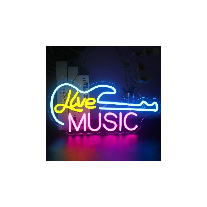 LED Neon Sign "LIVE MUSIC" Night lighting / mood lighting