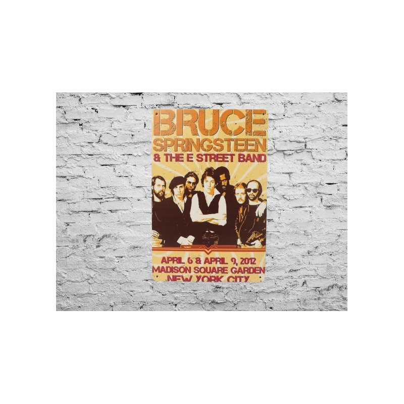 Enseigne murale Bruce Springsteen "New York 2012" - Vintage Retro - Mancave - Décoration murale - Enseigne publicitaire